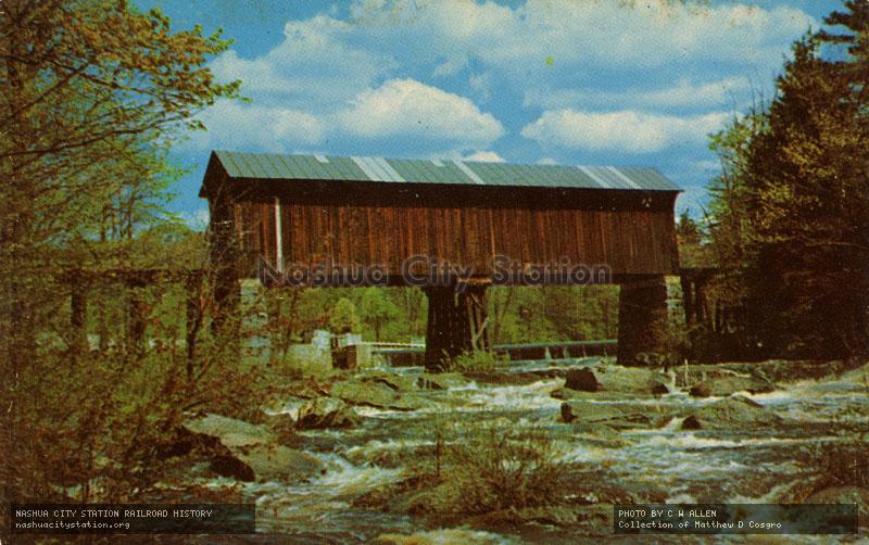 Postcard: Bennington covered railroad bridge